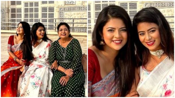 ಪ್ರೇಮಸೌಧದ ಎದುರು ತಾಯಿ ಹಾಗೂ ತಂಗಿ ಜೊತೆ ಮಾನ್ಸಿ ಜೋಷಿ ಮುಗುಳುನಗೆ