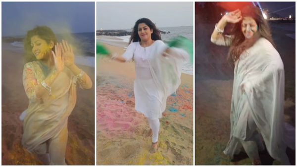 ಸಮುದ್ರದ ತೀರದಲ್ಲಿ ಹೋಳಿ ಆಡಿದ ಸ್ವೀಟಿ; 