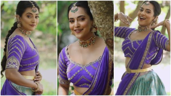 Priyanka Shivanna ; ಪರ್ಪಲ್ ದಾವಣಿಯಲ್ಲಿ ಮಿಂಚಿದ ನಟಿ ಪ್ರಿಯಾಂಕ ಶಿವಣ್ಣ...!