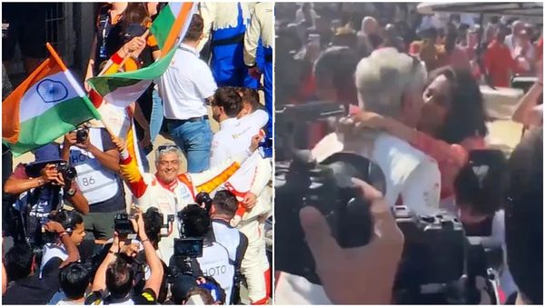 ದುಬೈ ಕಾರ್ ರೇಸ್ ಗೆದ್ದು ತ್ರಿವರ್ಣ ಧ್ವಜ ಹಾರಿಸಿದ ನಟ ಅಜಿತ್; ಪತ್ನಿಗೆ ಮುತ್ತಿಟ್ಟು ಸಂಭ್ರಮ