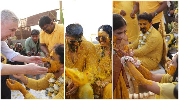 ಅರಿಶಿನದಲ್ಲಿ ಮಿಂದೆದ್ದ ಧನಂಜಯ್- ಧನ್ಯತಾ ಜೋಡಿ; ಇಲ್ಲಿದೆ ಫೋಟೊಸ್