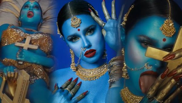 ಹಿಂದೂ ದೇವತೆಯಂತೆ ವೇಷ ಧರಿಸಿ, ಅಸಹ್ಯ ಭಂಗಿಯಲ್ಲಿ ಶಿಲುಬೆ ನೆಕ್ಕಿದ ಗಾಯಕಿ, ಭುಗಿಲೆದ್ದ ಆಕ್ರೋಶ