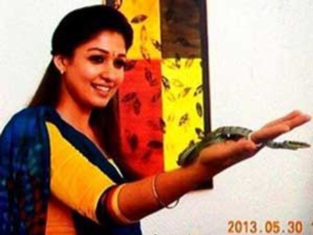 ഷൂട്ടിങ് സെറ്റില്‍ നയന്‍താരയുടെ പാമ്പ് സ്‌നേഹം