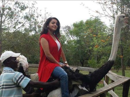 കെനിയയില്‍ ഭാമയുടെ ഒട്ടകപ്പക്ഷി സവാരി