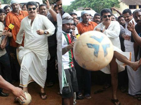 കൂളിങ്ഗ്ലാസ് വച്ച് മമ്മൂട്ടിയുടെ ഫുട്‌ബോള്‍കളി