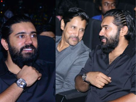 സൂപ്പര്‍ ഹെയര്‍ സ്റ്റൈല്‍, കട്ടിത്താടി; ഇരുമുരുഖന്റെ ഓഡിയോ ലോഞ്ചിന് ചുള്ളന്‍ ചെക്കനായി നിവിന്‍ പോളി