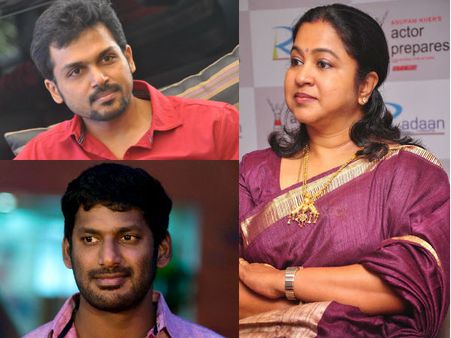 ഭര്‍ത്താവിനെ പുറത്താക്കി; കാര്‍ത്തിയ്ക്കും വിശാലിനും എതിരെ രാധിക ശരത്ത് കുമാര്‍