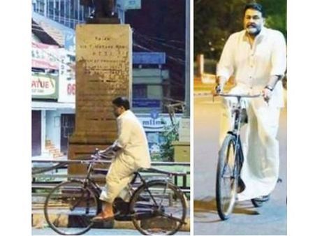 മോഹന്‍ലാല്‍ നഗരത്തില്‍ സൈക്കിള്‍ ഓടിക്കുന്നു, വെളുപ്പാന്‍കാലത്ത് നടക്കാനിറങ്ങിയവര്‍ ഞെട്ടി