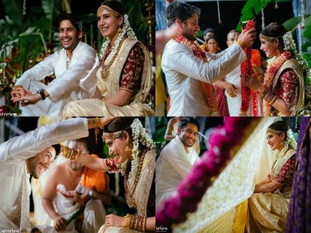 ആടിപ്പാടി സാമന്ത! കവിളില്‍ ഉമ്മ വെച്ച് നാഗചെെതന്യ! വൈറലായി കല്ല്യാണ വീഡിയോ! കാണൂ