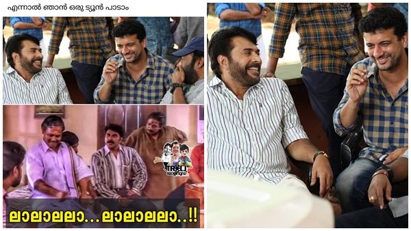 മമ്മൂട്ടിയെ വരെ ചിരിപ്പിച്ച പിഷാരടിയുടെ തമാശ! അഴകിയ രാവണന്‍ ഓര്‍ത്ത് ട്രോളന്മാരും!ക്യാപ്ഷന്‍ കലക്കി