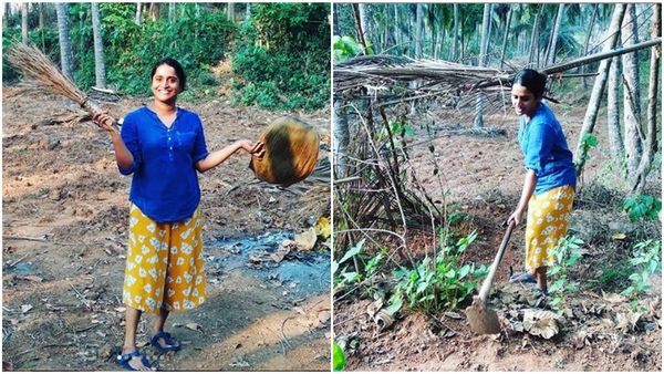 കൊറോണ കാലത്ത് തൂമ്പയും ചൂലുമായി പറമ്പിലിറങ്ങി സുരഭി ലക്ഷ്മി! ചിത്രങ്ങള്‍