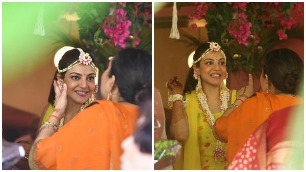 മഞ്ഞയിൽ ഗംഭീര ലുക്കിൽ കാജൽ അഗർവാൾ, നടിയുടെ ഹല്‍ദി ആഘോഷ ചിത്രങ്ങൾ വൈറൽ