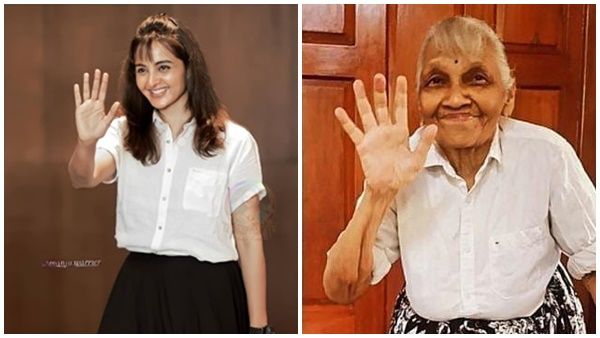 മഞ്ജു വാര്യരുടെ വൈറല്‍ ലുക്ക് അനുകരിച്ച് മുത്തശ്ശി, ചിത്രം പങ്കുവെച്ച് നടി