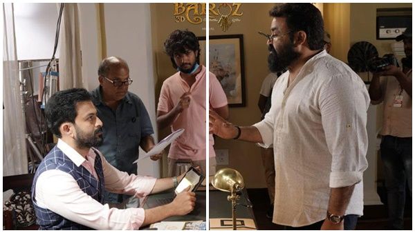 പൃഥ്വിക്ക് മുന്നിൽ സംവിധായകനായി മോഹൻലാൽ, ബറോസിലെ ലൊക്കേഷൻ ചിത്രം പുറത്തുവിട്ട് നടൻ