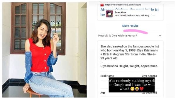 സ്വന്തം പേരിന്റെ ഗൂഗിൾ സെർച്ച് റിസൾട്ട് കണ്ട് ഞെട്ടി ദിയ കൃഷ്ണ, സ്ക്രീൻ ഷോട്ടുമായി താരം