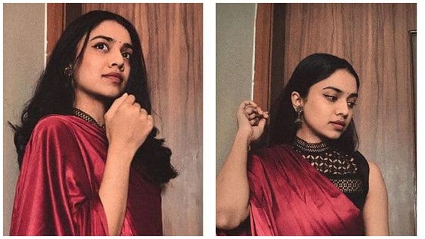 ചുവന്ന സാരിയിൽ വേറിട്ട ഗെറ്റപ്പിൽ മീനാക്ഷി, ആകെ മാറിപ്പോയി, താരപുത്രിയുടെ ചിത്രം വൈറലാകുന്നു