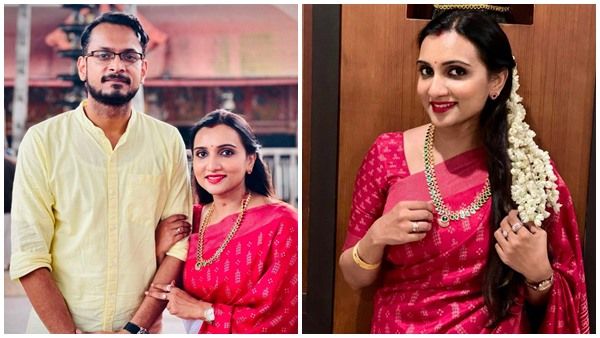 കണ്ണനെ കാണാൻ പ്രിയതമൻ്റെ കൈയ്യും പിടിച്ച് ഗുരുവായൂർ ക്ഷേത്രനടയിൽ മഞ്ജരി