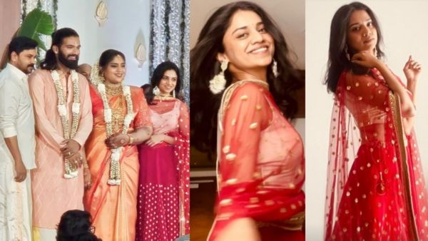 'ജസ്റ്റ് വൗ'; ഭാ​ഗ്യയുടെ വിവാഹത്തിനെത്തിയത് അച്ഛനും മകളും മാത്രം, ലഹങ്കയിൽ മീനൂട്ടി, കാവ്യയും മകളും എവിടെ?