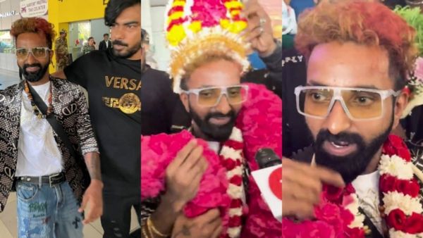 'റോക്കി കരഞ്ഞ് മെഴുകിയിട്ടൊന്നുമില്ല'; പൂമാലയും കിരീടവും പൂച്ചെണ്ടും, റോക്കിക്ക് എയർപോർട്ടിൽ ഗംഭീര വരവേൽപ്പ്!