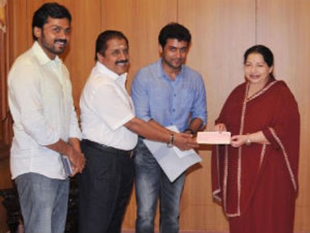 சிவகுமார், சூர்யா, கார்த்தி ரூ 25 லட்சம் நிவாரண நிதி!