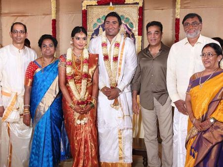 சத்யஜோதி தியாகராஜன் மகன் திருமணத்தில் கமல்... வரவேற்பில் ரஜினி வாழ்த்து!