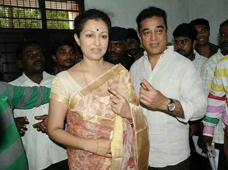 ஆழ்வார்பேட்டையில் கௌதமியுடன் சென்று வாக்களித்தார் கமல் ஹாஸன்