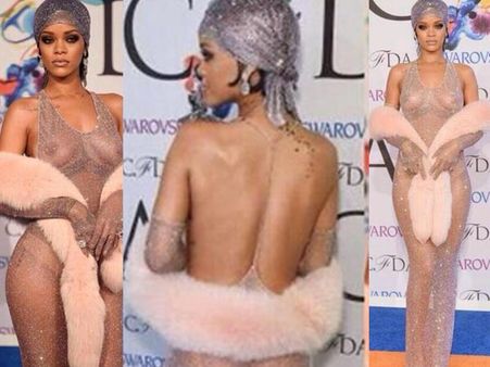 விருது விழாவுக்கு கிட்டத்தட்ட நிர்வாணமாய் வந்த பாப் பாடகி ரிஹானா