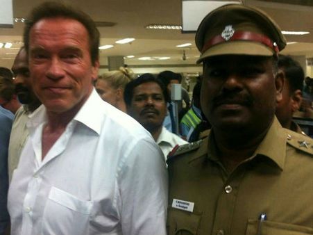 சென்னையில் அர்னால்ட்... சிறப்பான வரவேற்பு!
