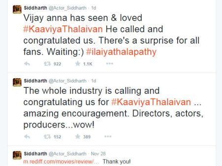 விஜய் அண்ணா போன் செய்து பாராட்டினாரே: 'குஷி'யில் 'காவியத்தலைவன்' சித்தார்த்