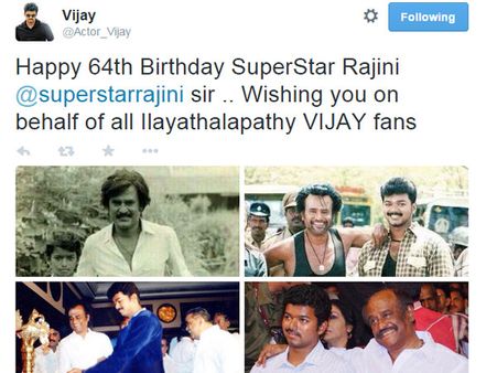 ரஜினியை வாழ்த்தி 'ஜோதி'யில் ஐக்கியமாகிய அஜீத், விஜய்!