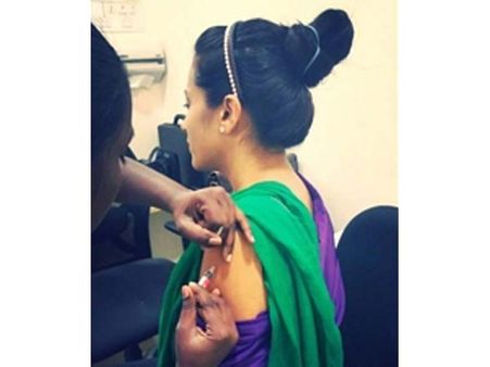 பன்றிக் காய்ச்சல்... தடுப்பூசி போட்டுக் கொண்ட த்ரிஷா