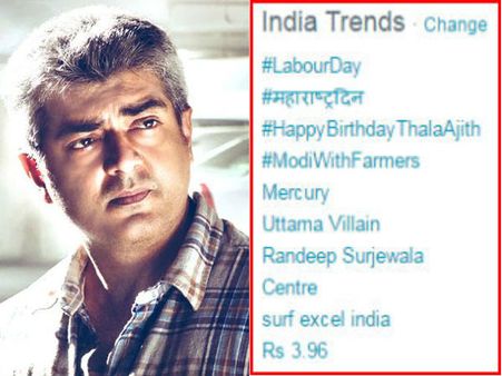 'தல' பிறந்தநாள்: ட்விட்டரில் டிரெண்ட் ஆகும் #HappyBirthdayThalaAjith
