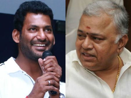 தேர்தலின்போது காரி துப்பிக் கொண்டு தொழிலுக்காக இப்போது கை கோர்க்கும் ராதாரவி -விஷால்!