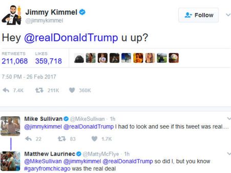 ஹே டிரம்ப், தூங்கி முழிச்சாச்சா?: கலாய்த்து டிவீட்டிய ஆஸ்கர் விழா தொகுப்பாளர்