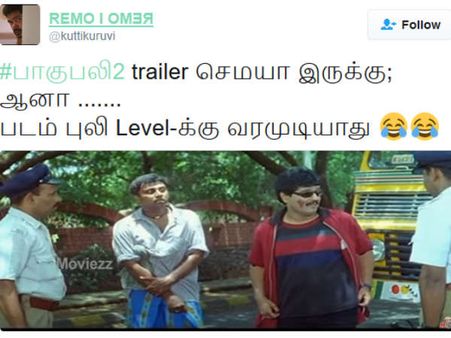 பாகுபலி 2 ட்ரெய்லர் செமயா இருக்கு; ஆனா புலி லெவலுக்கு வர முடியாது