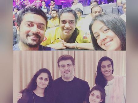 சூப்பர்ஸ்டார்கள் அஜீத், சூர்யாவுடன் போட்டோ எடுத்தேனே: பி.வி. சிந்து மகிழ்ச்சி