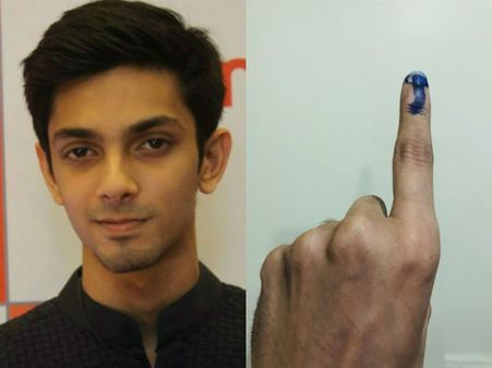 தேர்தல்: அனிருத் கையில் மை பாட்டிலையே கொட்டிட்டாங்களோ?