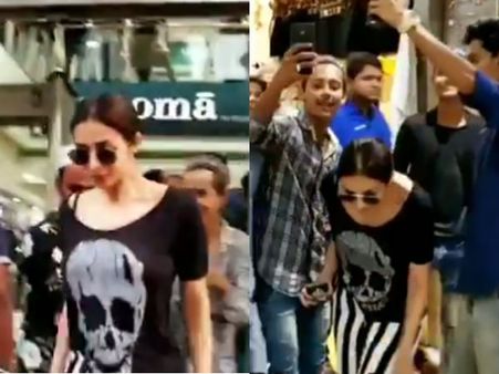 செல்ஃபி எடுக்க சுற்றி வளைத்த ரசிகர்கள்: ஓட்டம் பிடித்த நடிகை