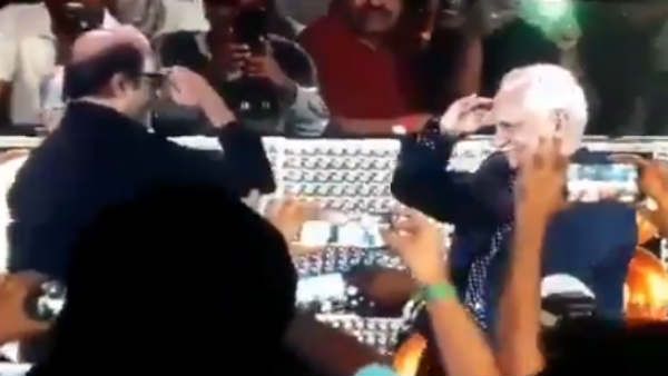 கமல் 60 நிகழ்ச்சி மேடையில் பிரபல இயக்குநரை கட்டியணைத்து சல்யூட் அடித்த ரஜினிகாந்த்!