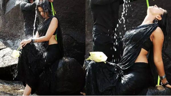 கலக்கல் கறுப்பு சேலை.. ஜிவ்வென்று இழுக்கும் ஸ்லிம் அழகுடன்.. பேரழகி தேவசேனா.. வைரலாகும் போட்டோக்கள்