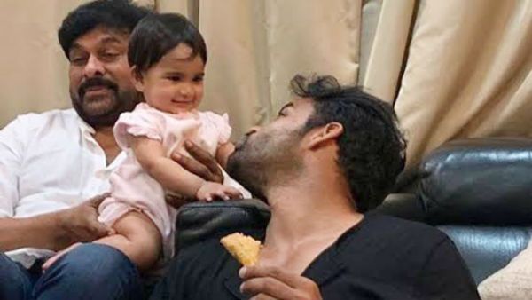 சிரஞ்சீவி மடி மேல் உட்கார்ந்து கொண்டு.. குதித்து குதித்து டான்ஸ்.. சூப்பர் பேத்தி!