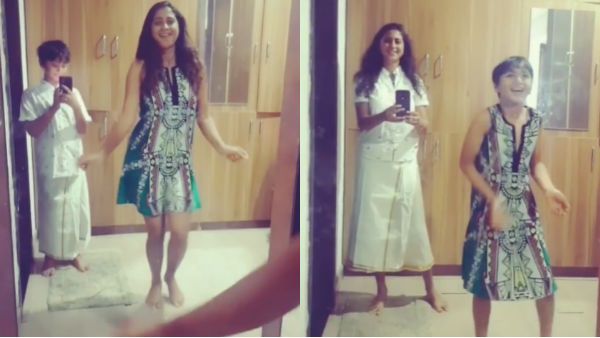 டிரெஸ மாத்தி மாத்தி போட்டு அம்மாவும் மகனும் போட்ட ஆட்டத்த பாருங்க.. வைரலாகும் நடிகையின் வீடியோ!