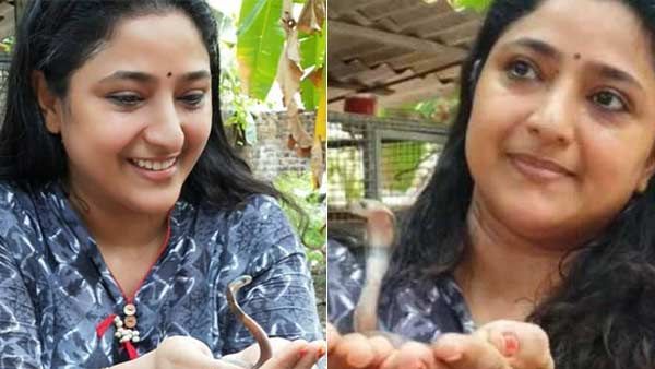 வீட்டுக்கு வந்த விருந்தாளியாம்ல! நல்லபாம்பு குட்டியை கையில் ஏந்திய பிரபல நடிகை..வைரலாகும் வீடியோ!