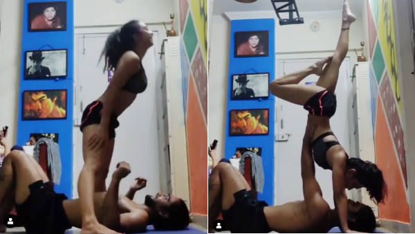 ஆண் நண்பருடன் வேற லெவல் யோகா.. புக் படிக்க உங்களுக்கு வேற இடமே கிடக்கலையா அபிகைல் பாண்டே?