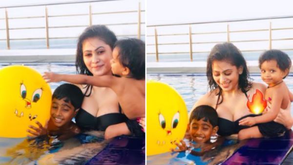 குழந்தைகளுடன் நீச்சல் குளத்தில் விளையாடும் பியூமி.. நாங்களும் வரலாமா என நக்கலடிக்கும் நெட்டிசன்ஸ்!