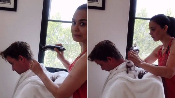 சக்ஸஸ்.. லாக்டவுனில் கணவருக்கு முடி வெட்டிவிட்ட பிரபல நடிகை.. பாராட்டி தள்ளிய பிரபல ஹீரோ!