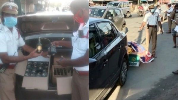 போலீஸ் வாகனம் என்ற ஸ்டிக்கர்.. காரில் மதுக்கடத்தல்.. பிரபல தயாரிப்பாளர் கைது.. பூந்தமல்லி ஷாக்!