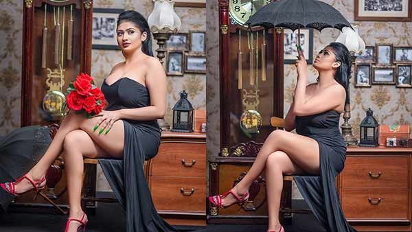 முரட்டுத்தனமான அழகா இருக்கே.. கருப்பு நிற கவுனில் உச்சகட்ட கவர்ச்சி காட்டும் பியூமி ஹன்சமாலி!