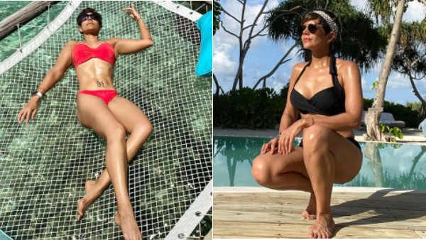 தொப்புளில் டிசைன்.. பிகினியில் போஸ்.. அதுக்கான வயசா இது.. மந்திரா பேடியை விளாசும் நெட்டிசன்ஸ்!