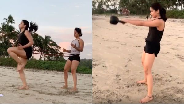அரைகுறை உடையில்.. கடற்கரையில் வெறித்தனமாக வொர்க்கவுட் செய்யும் பிரபல நடிகை.. பகீர் கிளப்பும் வீடியோ!